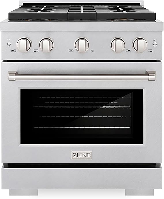 ZLINE 30 in. 4.2 cu. ft. Paramount Gas Range with 4 Burner DuoProTM Cooktop and Convection Gas Oven in Satin Stainless Steel (PSGRS-30)