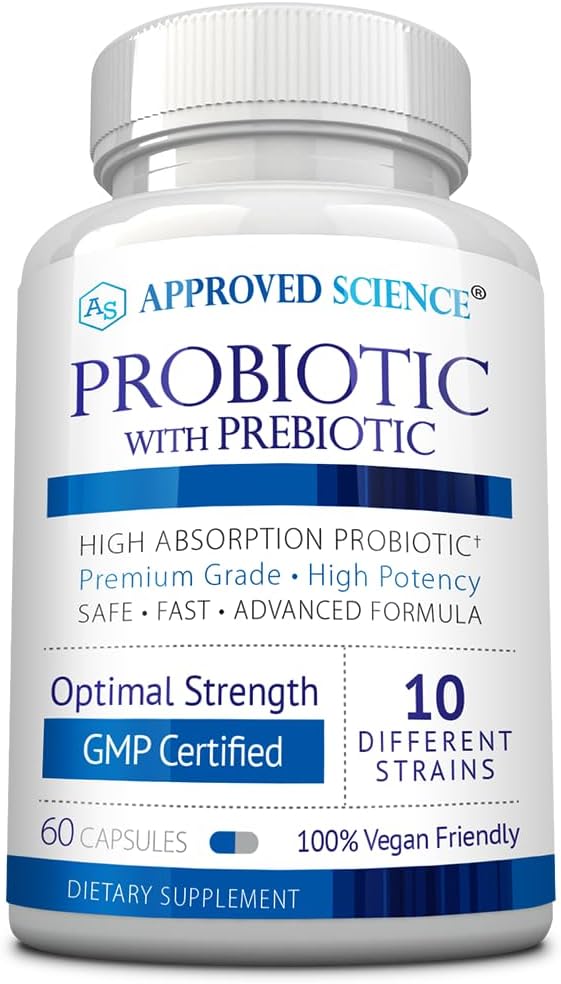Approved Science Probiotic with Prebiotic - 10 Strains - 25 Billion CFU - 1 Bottle - Vegan