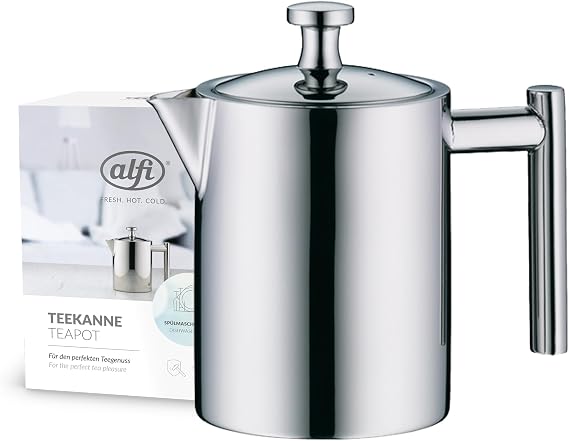 Alfi 2109000060 Teapot Polished Stainless Steel 0.6 L Integrated tea filter for loose tea AromaSafe polished stainless steel easy cleaning dishwasher safe
