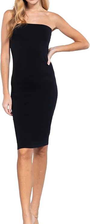 Women's Cotton Blend Midi Tube Dress Soft & Stretchy Classic Comfort