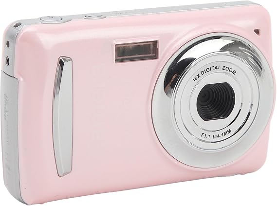 16 Megapixel Camera, 1080P HD Video Recorder, 16X Digital Zoom, Multi-Axis Stabilization, 2.4 Inch Display Screen, Portable Camera for Photo Video Rose Eight