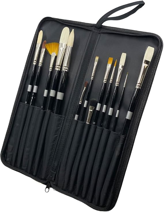 Trekell Artist Brush Case Heavy Duty Canvas Brush Holder for Up to 15 Paint Brushes | Portable Storage & Protection