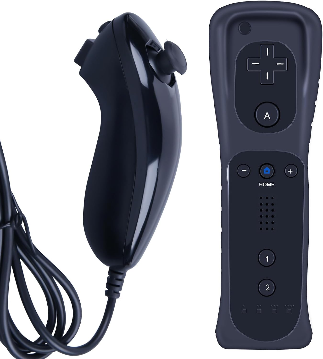 ZWP Replacement Remote Controller for Wii & Wii U, Built-in 2 in 1 Motion Plus with Silicon Case and Nunchuck Black
