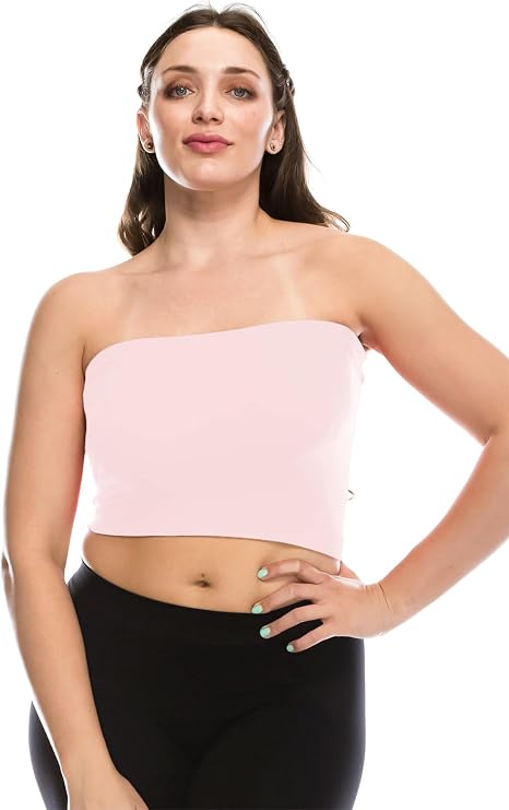 Kurve Women's Plus Size Bandeau - Basic Strapless Seamless Stretchy Tube Top, UV Protective Fabric UPF 50+ (Made in USA)