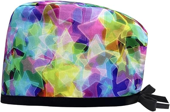 niaahinn Breathable Dental Scrub Hats Elastic Nurse Head Covers with Tie-Back Cotton Working Caps for Women Men (24032)