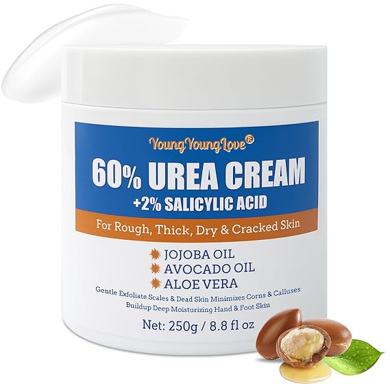 Fragrance Free Urea Cream 60% for Feet Maximum Strength + 2% Salicylic Acid | Foot & Hand Cream for Dry Cracked Feet, Rough Heels & Elbows, Deep Moisturizing with Aloe Vera to Soften Dry Skin, 8.8 oz