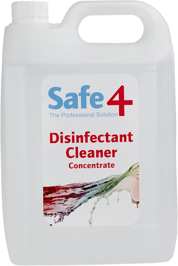 Safe4 Professional Disinfectant Concentrate - Enhanced Formulation,UK Manufactured,for Effective Virus & Bacteria Protection in Professional & Animal Care Settings (5L, Odourless)