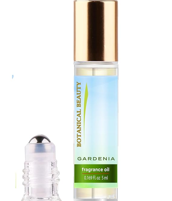 Botanical Beauty GARDENIA FRAGRANCE OIL ROLL-ON 0.169 Fl Oz 5 ml Rollerball Perfume, Long Lasting an luxury scent of blend of Lily of the Valley, Jasmine, Gardenia Blossom, Strawberry, Grape