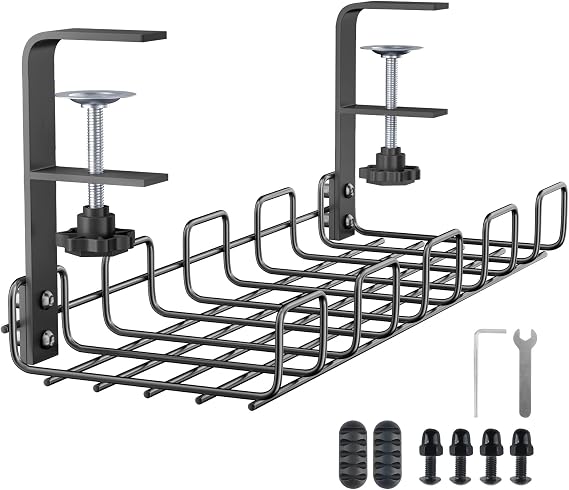 OWill Cable Management Tray, Cable Racks Under Desk Cable Organizer for Wire Management, Sturdy Metal Cable Tray Basket for Office and Home, Z03910