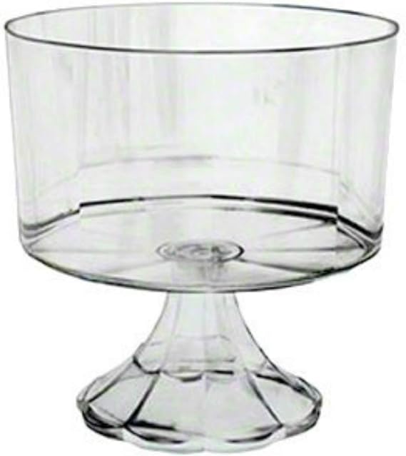 Essentials Clear Plastic Elegant Pedestal Trifle Bowl 120 Oz