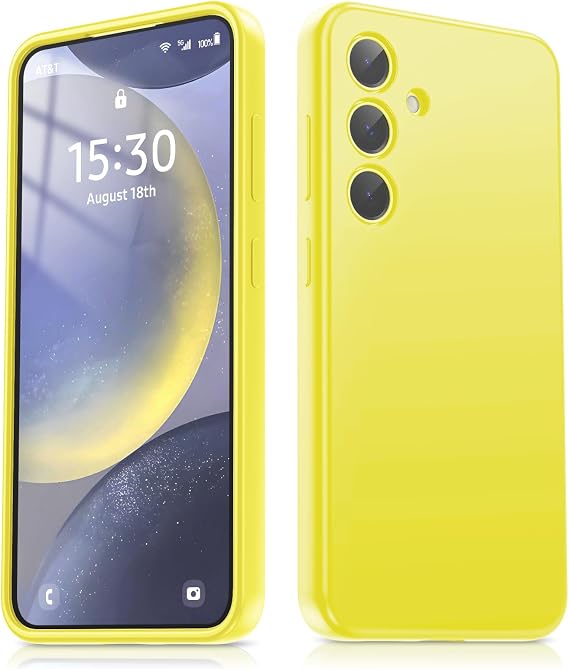 ZUSLAB Silicone Case Compatible with Samsung Galaxy S24 6.2 Inches 2024, TPU Rubber Gel Cover Support Wireless Charging, Anti-Scratch Shockproof Bumper Slim Fit for Galaxy S24 Case, Yellow