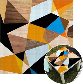 Yifely Lack Table Sticker Triangle Geometric Pattern Peel-Stick Vinyl Bedside Table Pads Waterproof Furniture Desktop Protector 21.7x21.7 inch