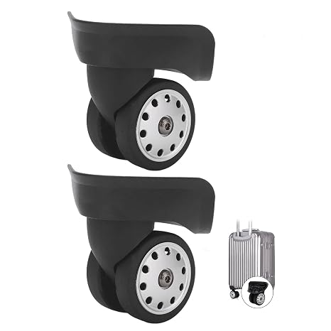 2Pcs Suitcase Casters Luggage Porous Wheels Black Swivels Wheel Replacement Lockbox Spinners Wheel Travel Customs Box Repair Parts (Black)