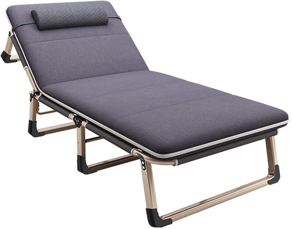 Twin Modern Grey Foldable Bed with Reusable Pillow (with Cotton Pad), 76" x 26.8" x 11.8", 440 lb Weight Capacity, Waterproof, Easy Assembly