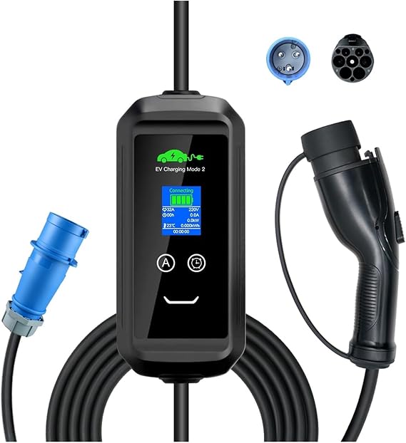 EV Charger EV Charger 32A 7.2KW GBT Electric Vehicle Car Charger EVSE Type2 EU Plug Cable for IEC62196-2 Socket(Black 1)