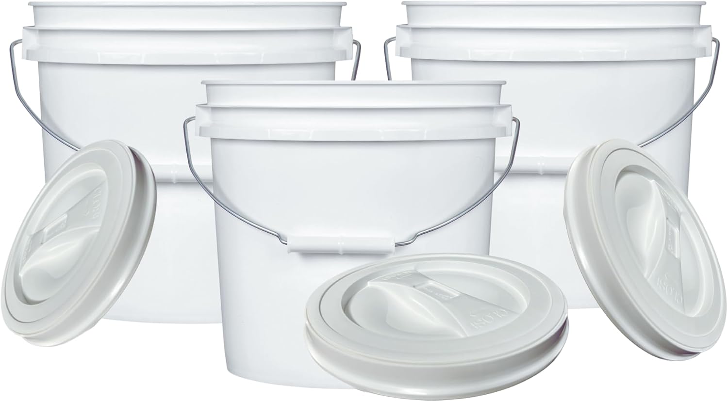 House Naturals 2 Gallon Food Grade, BPA Free, Made in USA Bucket with Screw On Lid Pack of 3