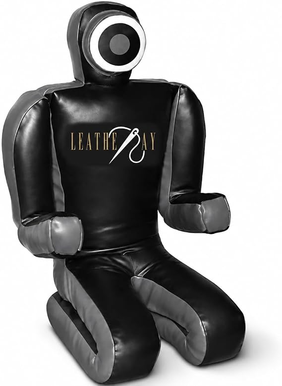 LEATHERAY MMA Jiu Jitsu Grappling Dummy Judo Punching Bag,Brazilian Jiu Jitsu Dummy,Wrestling Grappling BJJ Dummy Black -Unfilled