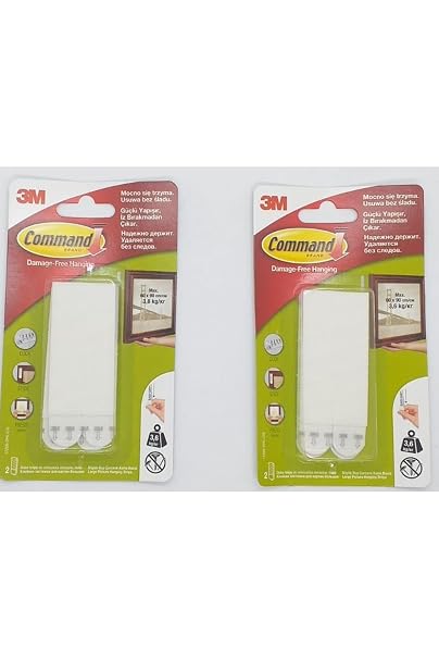 3M Command 17206 Büyük Boy Cırt Cırt Bant, 2 Paket, Beyaz