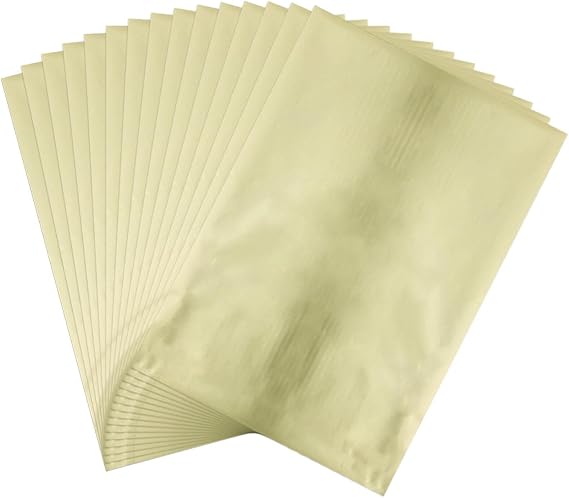 CYFUN DESIGN 50 Pieces Toner Reactive Foil for Laminator, 20x29cm/7.9x11.4inch Foil Paper for Toner Foiling Scrapbooking Craft Projects Card Making, Foil by Laser Printer and Laminator (Light Gold)