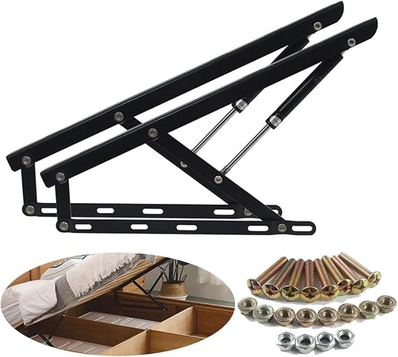 Lift Up Storage Bed Frame, Heavy Duty Hydraulic Bed Mechanism Bed Storage Lift, Folding Lift Up Spring Hinges for Storage Bed Box or Sofa Bed,1 Pair (90cm/3ft)