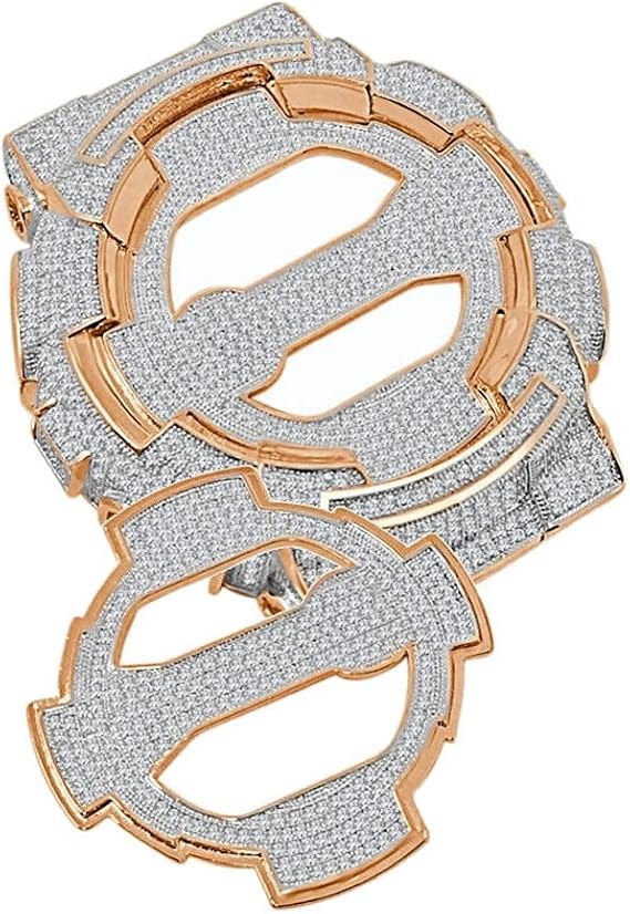 Replacement Bezel Face Plate Smartwatch Case 6.55 CWT. VVS/1 Simulated Diamond 14K Gold Finish Compatible with Casio G-Shock GA100 Watch Insert Cover Case (Rose Gold/White Zirconia)
