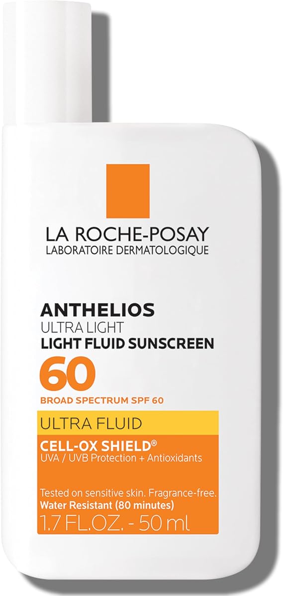 Anthelios Light Fluid Facial Sunscreen SPF 60, Lightweight Sunscreen for Face, Fluid Texture, Broad Spectrum SPF