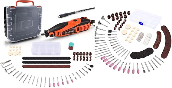 GOXAWEE Rotary Tool Kit with Flex Shaft and Rotary Tool Accessory Kit 141pcs