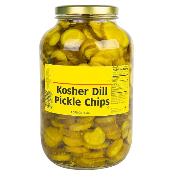 1 Gallon Kosher Dill Crinkle Cut Pickle Chips Perfect for home, restaurant, kitchen, cheaseburger,hamburger.