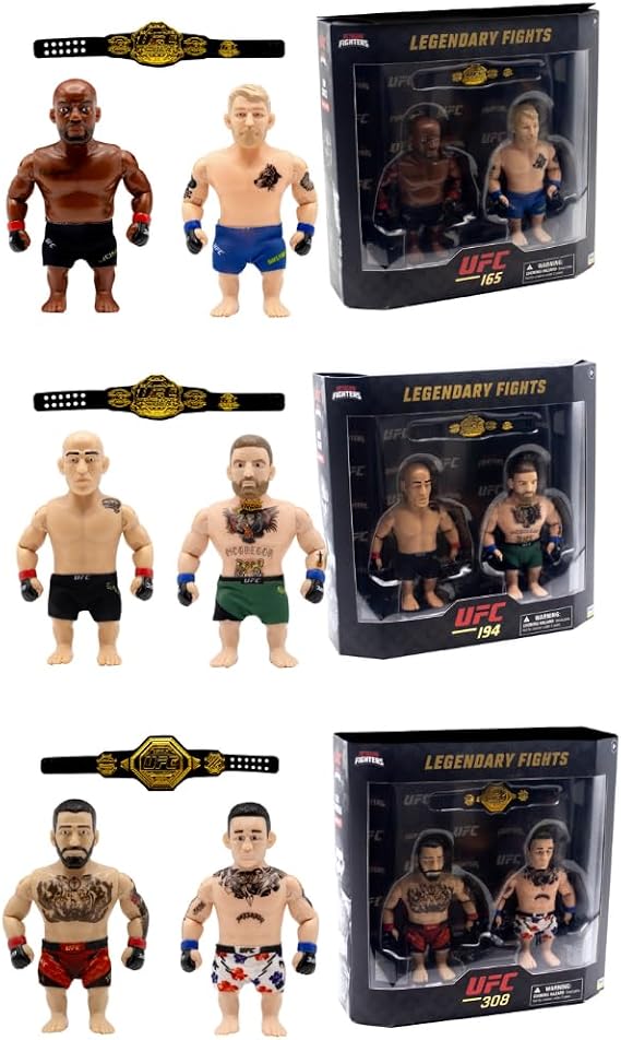 P.M.I. UFC 4.5-Inch Articulated Action Figures Legendary Fights 2-Pack Mystery Assortment Includes 2 Fighters, Accessories and Championship Belt | Official UFC Collectible by PMI Random 1 of 3