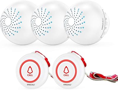 SINGCALL Caregiver Pager Wireless Call Button System 2 Transmitters 3 Plug-in Receiver 1 Receiver Nurse Calling Alert for Elderly Patient Disabled