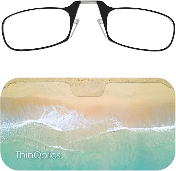 ThinOptics Universal Pod Case + Rectangular Reading Glasses, Surf & Sand, 47 mm + 2.5