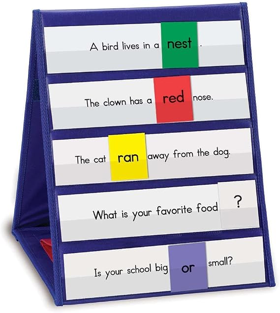 Learning Resources Double-Sided Tabletop Pocket Chart - Small Pocket Chart for Classroom, Table Top Flip Charts, Sentence Strip Holder, Classroom Centers Organization