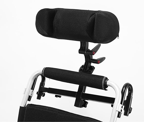 Wheelchair Headrest, Adjustable Wheelchair Headrest, Adjustable in Angle and Height, Assists in Vertebra Correction and Slows Down Vertebrae Injuries for Wheelchair Users