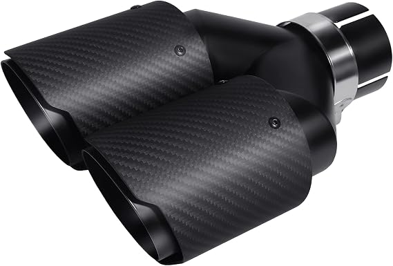 63 mm Double Silencer Tip Carbon Car Exhaust Pipe Rear Tip Auspuff Endrohr Einlass 64mm(252) Auslass 89mm(35)Passend für 63mm / 25 Rohr Modifizieren(Matt Ganz Schwarz)