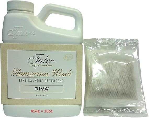Tyler Candle Diva Glamorous Liquid Wash legacy S Detergent Wash, Liquid, Diva, 16 Fl oz/with Dryer Sachet Single Pouch oh