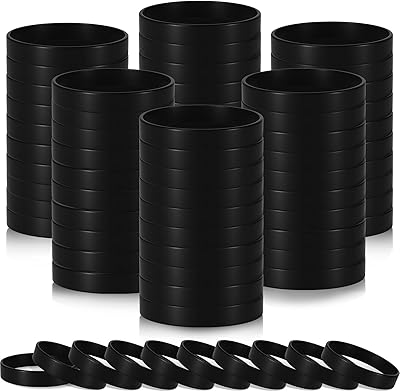 CHRORINE 100 Pcs Plain Silicone Wristbands Bulk Blank Rubber Bracelets Unisex Party Game Supplies