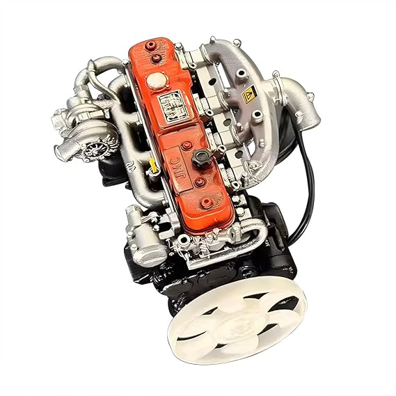 Mini Engine Model Kit for Adult, 1/10 Scale Resin Inline Four-Cylinder Functional Vintage Diesel Engine Model for RC Crawlers, Creative Desktop Display (Orange)