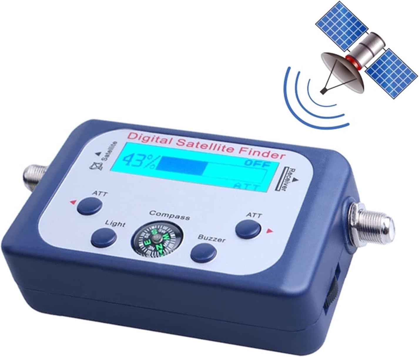 Satellite Signal Finder Meter, Digital Satellite Finder Satlink Tester Meter TV Signal Receiver Sat Finder with Compass and LCD Display FTA DVB S2 for Adjusting Sat Dish
