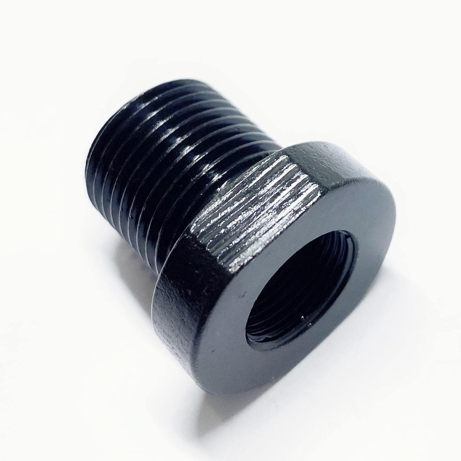 14x1 LH Female to 34x16 Male Thread Adapter Steel Black