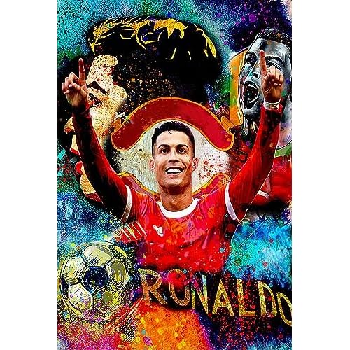 RUIYAN Football Superstar Cristiano Ronaldo Poster - Sports Decor, Manchester Soccer Player Canvas Wall Art, Inspirational for Gym Office Home Decoration, 1624inch-Unframed