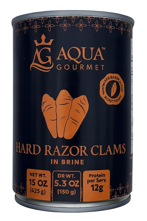Aqua Gourmet - Canned Hard Razor Clams in Brine, Premium Chilean Seafood, 15 oz Can, Ready to Eat