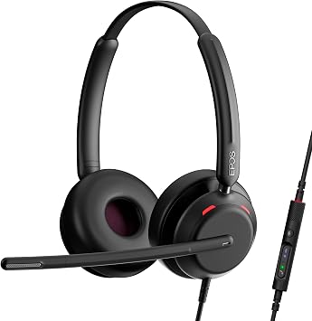 EPOS IMPACT 760T Dual-Sided Wired Headset for PC with Noise-Canceling Mic, Microsoft Teams Certified USB C and USB A, In-Line Controls, Super Wideband Audio, Comfortable for Office Calls & Remote Work