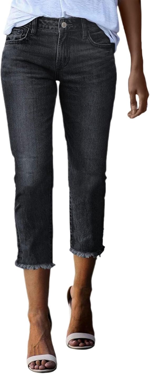 Ripped Jeans Womens Stretchy High Waisted Jeans Tummy Control Straight Leg Jean Slim Blue Women Jean 2025