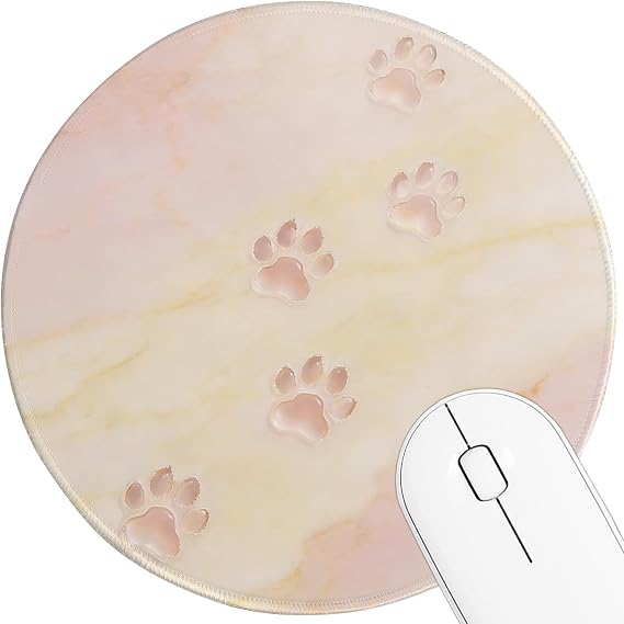 Round Mouse pad, high-end Texture, Sewn Edge Design, Anti-Slip Rubber Base. 8.6 x 8.6 inches (Pastel Paws)