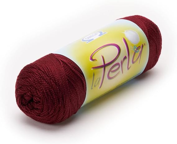 LA Perla [50grs] by Omega - Perle Thread 100% Mercerized Cotton Thread Ideal for Fine Crocheting - Color: 16 - Maroon 640