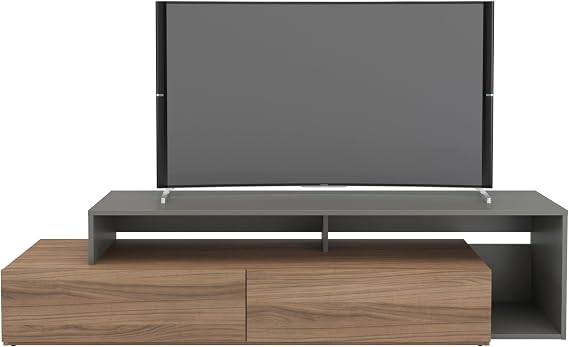 Nexera Tonik TV Stand, 72-inch, Nutmeg & Greige, Light Brown and Grey