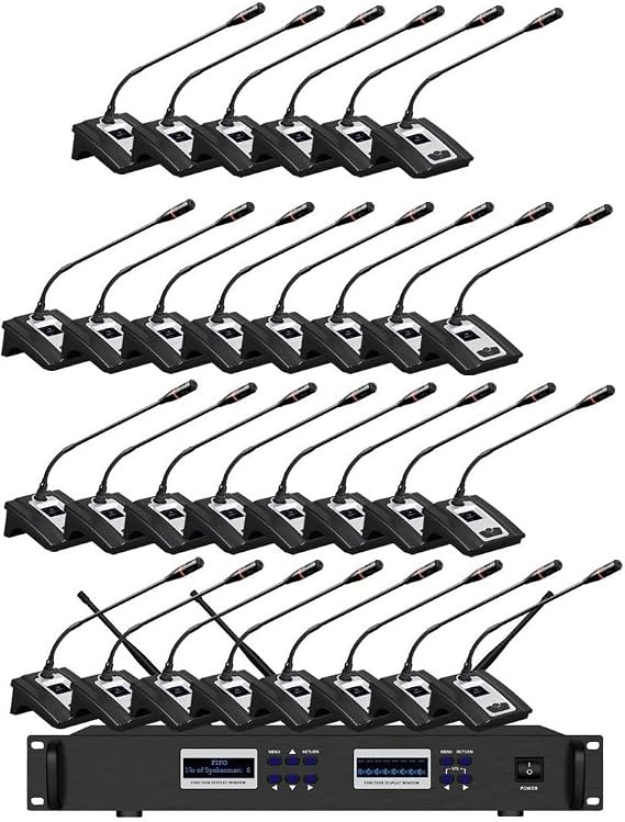Professional Wireless Conference Microphone DDS6800 30 Digital Discussion Kit with 30 Microphones with 1 Chairman Mic 29 Delegate Mics, Discussion Units for up to 250 participants