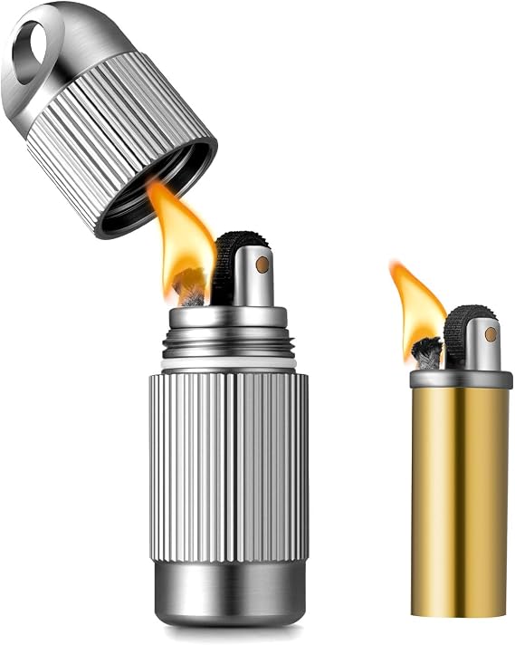 Titanium Waterproof Refillable Kerosene Lighter (Fuel not Included) | Lightweight Corrosion Resistant Titanium Body, Leak-Proof Long-Lasting Seal, Portable Keychain EDC Survival Gear