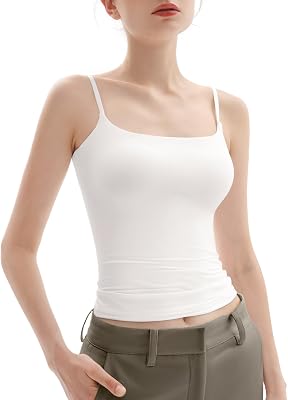 PUMIEY Womens Square Neck Tank Top Adjustable Spaghetti Straps Sleeveless Basic Tops Sharp Collection