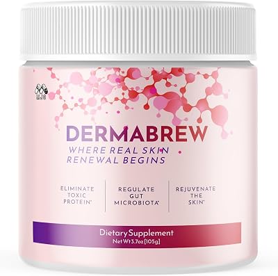 Dermabrew Powder, Official Dermabrew Powder Mix with All Natural Ingredients, Advanced Formula Support Supplement with Maximum Strength Premium Vitamins for Overall Health and Wellness 30 Servings